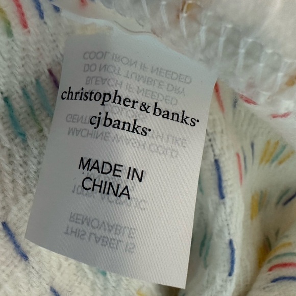 Christopher & Banks Infinity Scarf Colorful Stitching Pattern White Pink Yellow - Picture 7 of 8